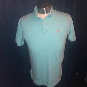 Baby blue small Polo with orange symbol